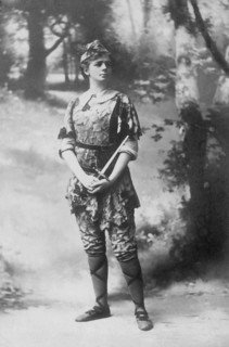 Maude Adams, on-set of the Broadway Play, "Peter Pan", 1905