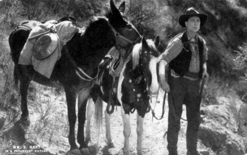 William S. Hart, Portrait with Two Horses, Movie Still from Paramount Pictures, circa 1910