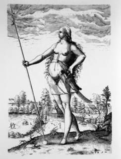 Pict Woman, Scotland, Wood Engraving, 1588