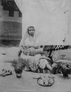Female Street Musician with Drum, Tunis, Tunisia, circa 1880