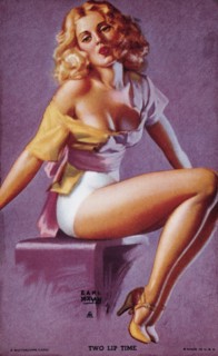 Sexy Blond Woman Pursing Lips, "Two Lip Time", Mutoscope Card, 1940's