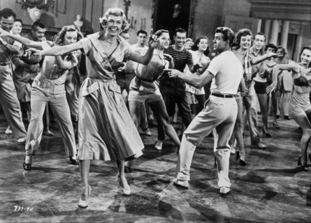 Doris Day and Gordon MacRae, on-set of the Film, "Tea for Two", 1950