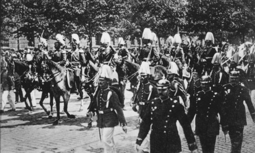 Wilhelm II, Emperor of Germany, at the Head of his Company of Standard-Bearers, circa 1912