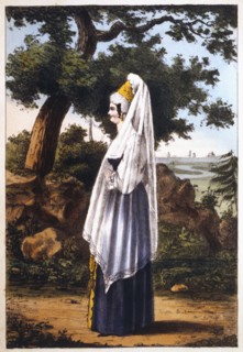 Merchant's Wife, or Kuptschiha, from Pinkerton's Russia, Hand-Colored Engraving, 1833