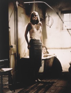 Faye Dunaway and Michael J. Pollard, on-set of the Film, "Bonnie and Clyde", 1967
