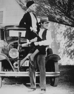 Faye Dunaway and Warren Beatty, on-set of the Film, "Bonnie and Clyde", 1967
