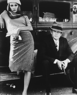 Faye Dunaway and Warren Beatty, on-set of the Film, "Bonnie and Clyde", 1967
