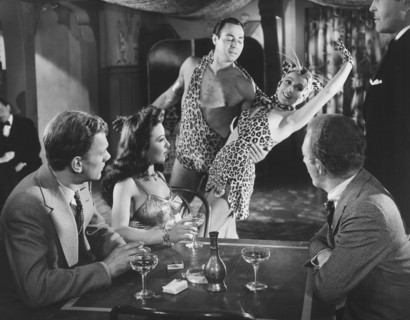 Joseph Cotten, Ruth Warrick, Jack Durant, Dolores Del Rio, Everett Sloane, on-set of the Film, "Journey into Fear", 1943