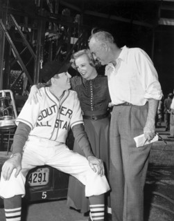 James Stewart, June Allyson & Director Sam Wood on-set of the Film, "The Stratton Story", 1949