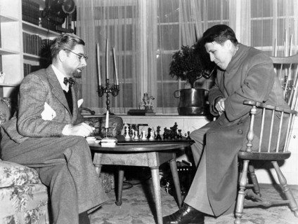 Ronald Colman & Director George Stevens on-set of the Film, "The Talk of the Town", 1942
