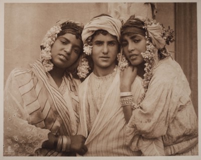 Tunisian Man with Two Women, Portrait, circa 1900