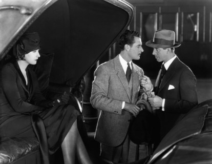 Greta Garbo, John Gilbert and Lars Hanson, on-set of the Silent Film, "Flesh and the Devil", 1926