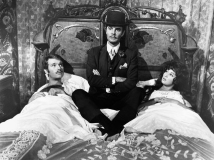 Louis Jourdan (Center), on-set of the Film, "A Flea in her Ear", 1968