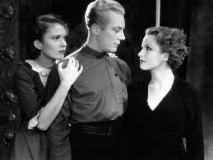Marguerite Churchill, Gene Raymond, Sari Maritza, on-set of the Film, "Forgotten Commandments", 1932