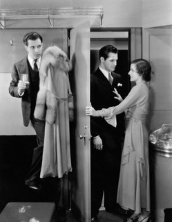 Ramon Novarro, Kane Richmond, Martha Sleeper, on-set of the Film, "Huddle", 1932