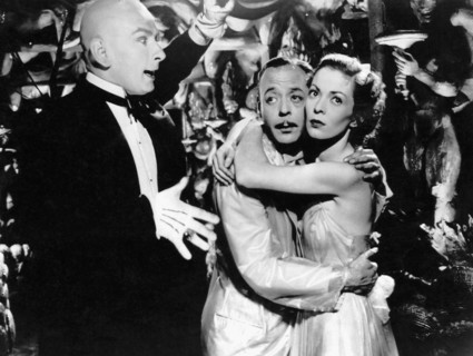 Arno Assmann, Bobby Todd, Bettina Moissi, on-set of the German Film, "The Original Sin" (aka Der Apfel ist ab), 1948