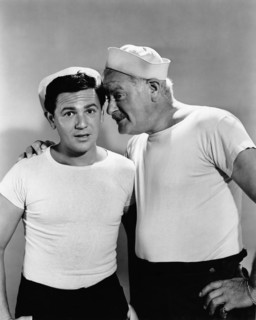John Garfield and Alan Hale, Publicity Portrait, on-set of the Film, "Destination Tokyo", 1943
