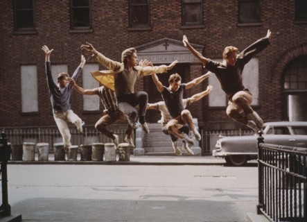 Jets Gang Dancing in Street, on-set of the Film, "West Side Story", 1961