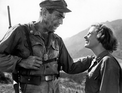 Humphrey Bogart, June Allyson, on-set of the Film, "Battle Circus", 1953
