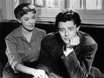 Martine Carol, Gerard Philipe, on-set of the Film, "Beauties of the Night" (aka Les Belles du Nuit), 1952