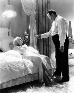 Jean Harlow, Wallace Beery, on-set of the Film, "Dinner at Eight", 1933