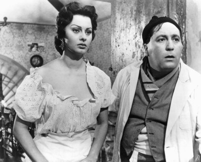 Sophia Loren, Giacomo Furia, on-set of the Film, "Gold of Naples" (aka L'Oro di Napoli), 1954
