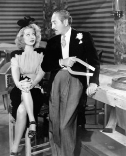 Martha Scott, Adolphe Menjou, on-set of the Film, "Hi Diddle Diddle", 1943
