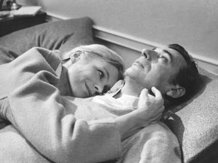 Ingrid Thulin, Yves Montand, on-set of the Film, "La Guerre est Finie", 1966