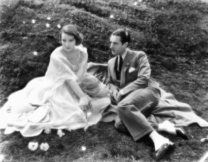 Alma Rubens, John Gilbert, on-set of the Silent Film, "The Masks of the Devil", 1928