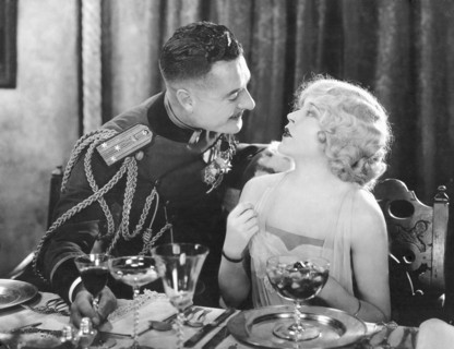John Gilbert, Mae Murray, on-set of the Silent Film, "The Merry Widow", 1925