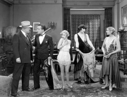 Fred Kelsey, Jack Mulhall, Alice White, Rose Dione, Thelma Todd, on-set of the Film, "Naughty Baby", 1928