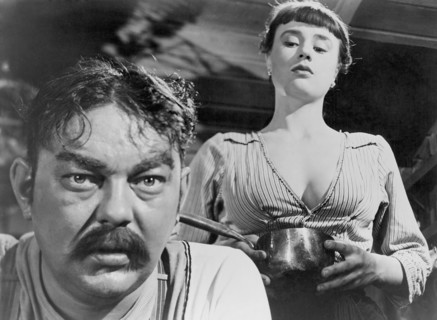 Ake Gronberg, Harriet Andersson, on-set of the Film, "The Naked Night" (aka Gycklarnas Afton), 1953