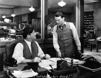 George Bancroft (Left), on-set of the Film, "Scandal Sheet", 1931