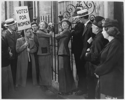 Women's Voting Rights Protest, on-set of the British Film, "Fame is the Spur", 1947
