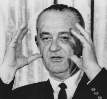 Close-Up of U.S. President Lyndon B. Johnson While Addressing the National Conference on Educational Legislation, Washington, D.C., 1965