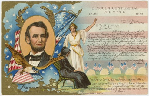 Lincoln Centennial Souvenir 1809-1909, Abraham Lincoln the Martyred President, Postcard, 1909