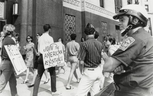 Anti-Draft Protesters Picketing Outside Federal Court Building, Boston, Massachusetts, USA, 1968