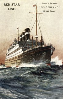 Red Star Line Ocean Liner, " Triple Screw, Belgenland, 27,200 Tons", Postcard, circa 1924