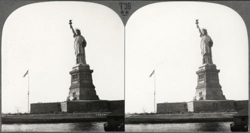 Statue of Liberty, Bedloe's Island, New York City, USA, Stereo Card, circa 1928
