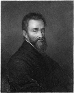 Michael Angelo Buonaroti or Michelangelo (1475-1564), engraving by R. Woodman, from Picture by V. Campil, 1886