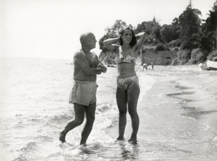 Pablo Picasso with Françoise Gilot, still from "La vie Commence Demain" (Life Begins Tomorrow), 1950