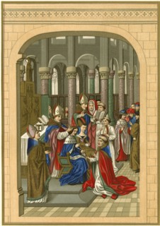 Coronation of Charles V (1338-1380), King of France, 1364, Engraving, circa 1890