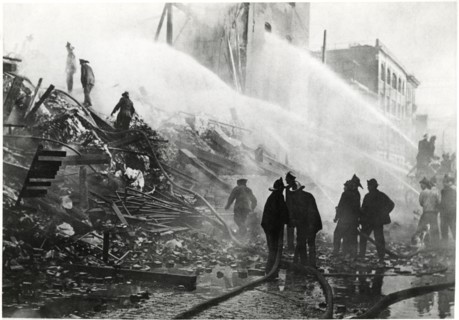 Firemen Battling General Paper Stock Co. Fire after Front Wall Fell, St. Louis, Missouri, USA, May 23, 1911
