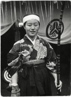 Japanese Teenage Girl in Traditional Dress with Archery Equipment, Japan, 1935