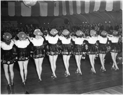 Chorus Girls Performing for Servicemen at Stage Door Canteen During World War II, San Francisco, California, USA, 1943