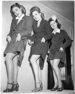 Three Models Showcasing Shoes made from Material that is not being Rationed during WWII, Chicago, Illinois, USA, 1944