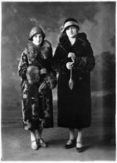 Two Women in Hats and Fur Coats, Portrait, circa 1922