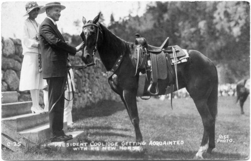 U.S. President Calvin Coolidge with Horse, circa 1925