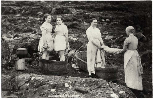 Women Washing Blankets, Skye, by George Washington Wilson, Albumen Print, circa 1880