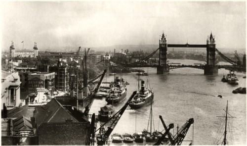 Tower Bridge and River Thames with Ships, London, England, United Kingdom, Postcard,  circa 1910